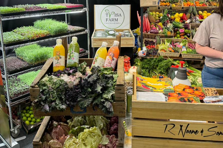 R. Noone & Son at Northern Restaurant & Bar 2025 – A vibrant display of fresh produce from R. Noone & Son, a trusted supplier for the hospitality industry. Their stand features an array of colourful fruits, vegetables, and microherbs, highlighting their dedication to quality and sustainability.