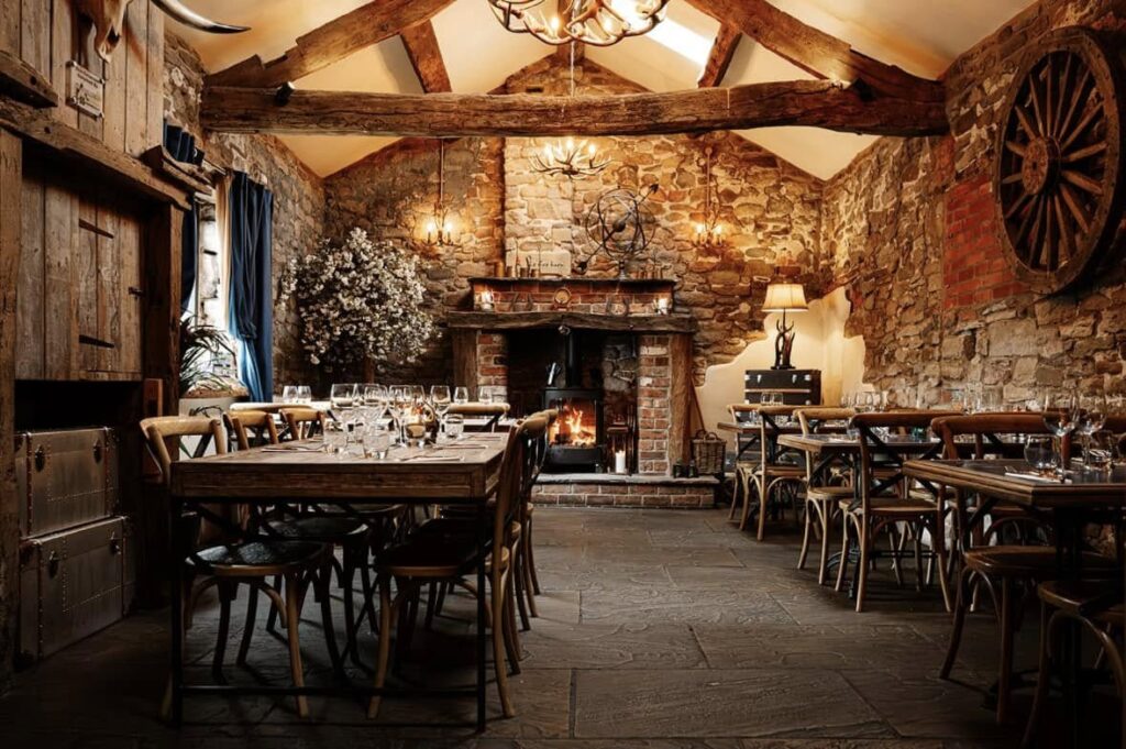 Gastro pub kitchen team at work during busy service
