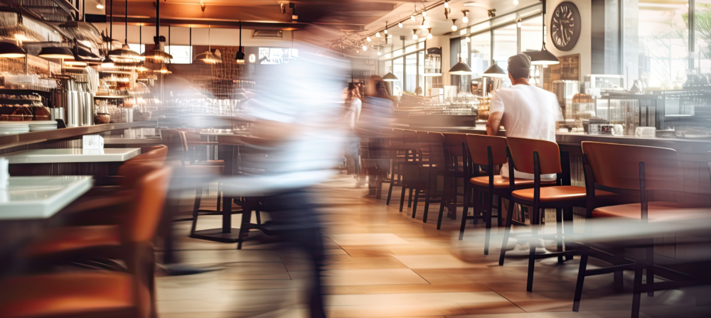 Busy pub garden during late summer hospitality trade