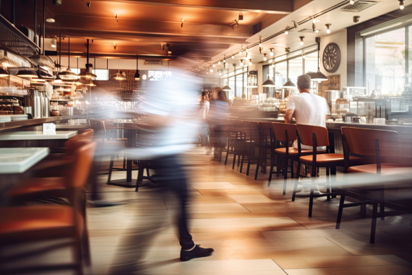 Busy pub garden during late summer hospitality trade