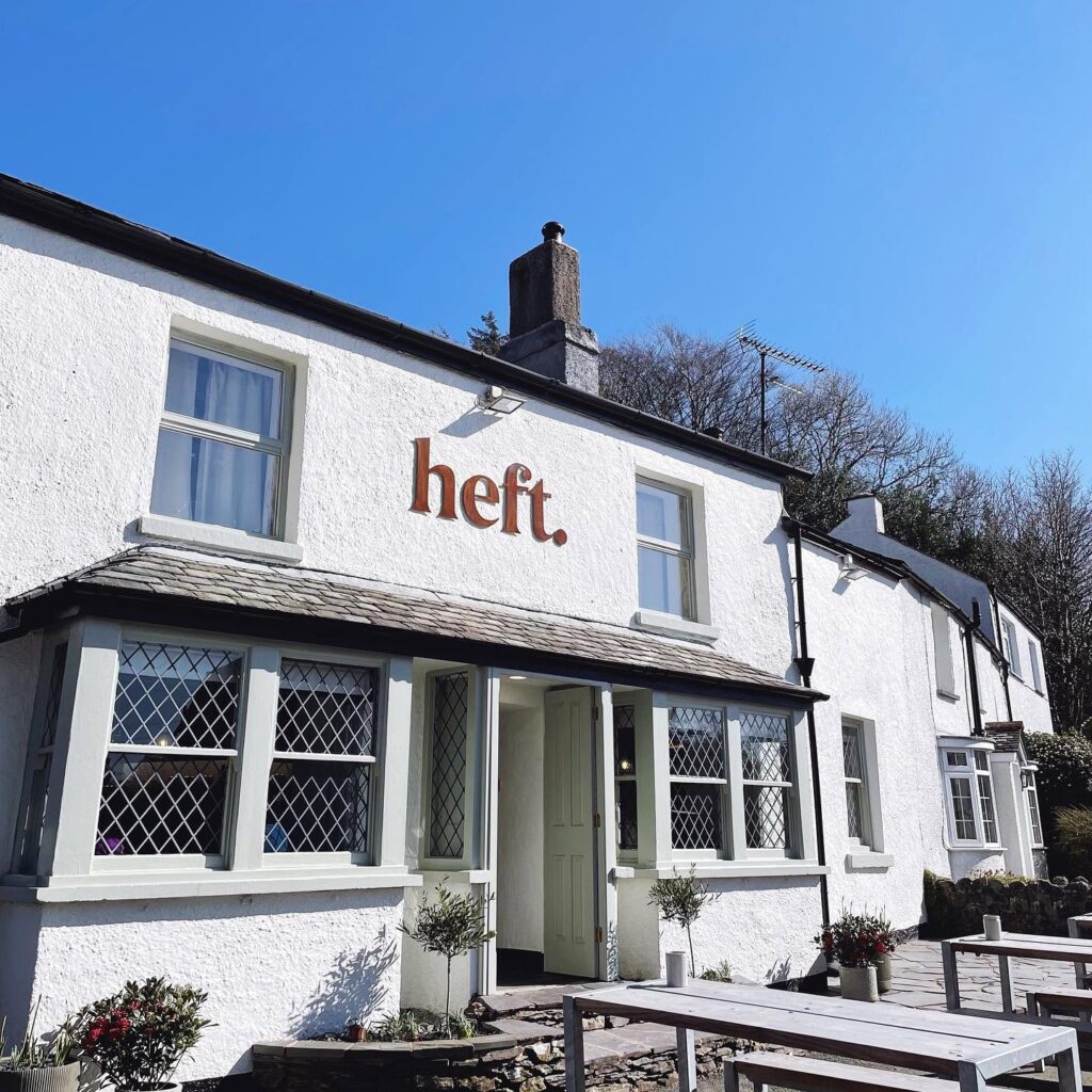 Exterior of Heft in High Newton, the Michelin star inn and restaurant led by Kevin and Nicola Tickle